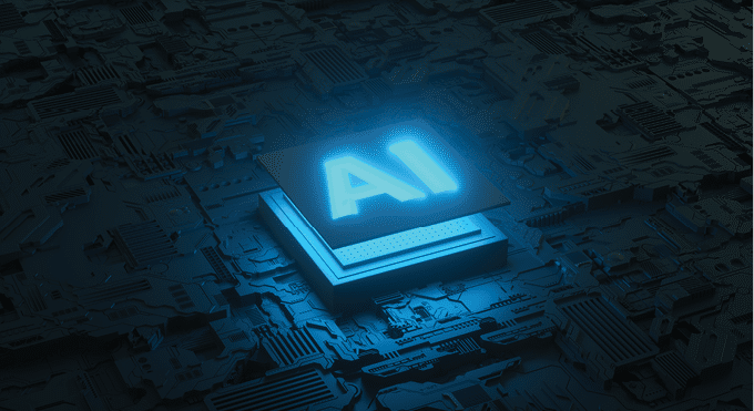 Circuit board and AI micro processor, Artificial intelligence of digital human. 3d render
