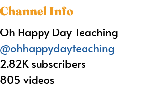 Channel Info Oh Happy Day Teaching @ohhappydayteaching 2.82K subscribers 805 videos