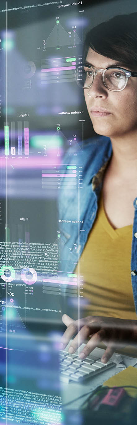 Cropped shot of a young computer programmer looking through data.