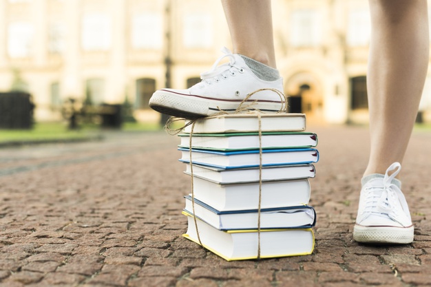 close up teenage girl stepping books 23 2148225320